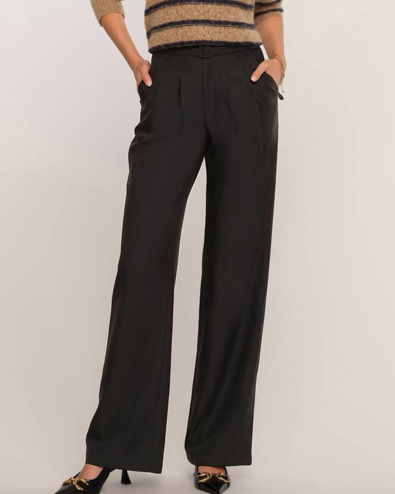Front of a model wearing a size L Anjelika Pant in Black in Black by heartloom. | dia_product_style_image_id:332202